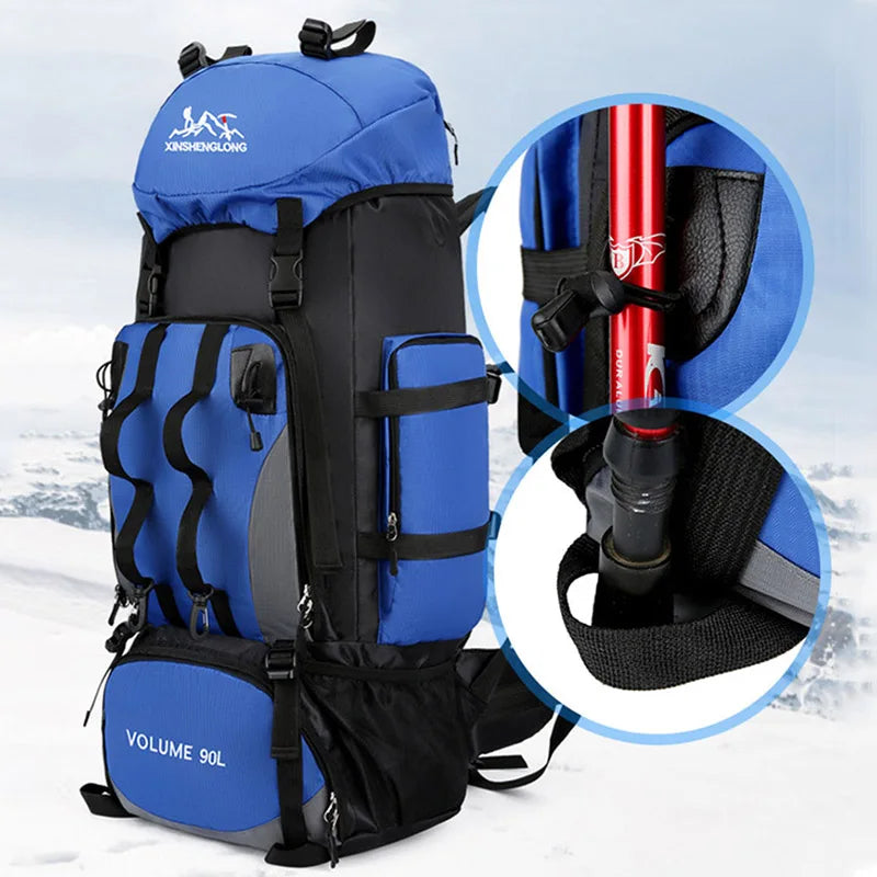 90L Waterproof Hiking & Camping Backpack – Large Capacity Outdoor Trekking Bag