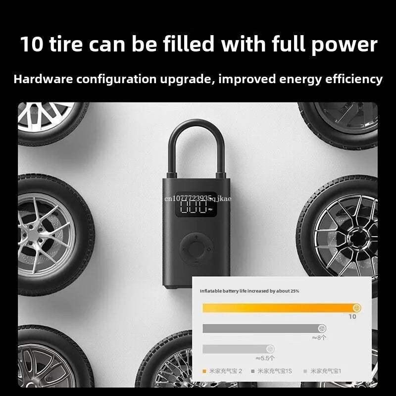 Xiaomi Mijia Air Pump 2 – Portable Tire Inflator with Digital Pressure Detection, 150 PSI, 2000mAh Rechargeable Battery