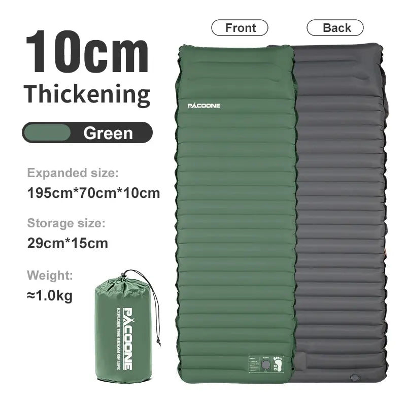 Ultralight Self-Inflating Camping Mattress with Built-In Foot Pump – 10cm Thick TPU Nylon Sleeping Pad for Hiking, Travel & Fishing