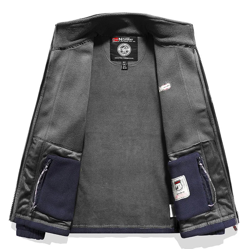 Men’s Thermal Polar Fleece Tactical Jacket – Windproof Outdoor Softshell Coat for Hiking & Survival