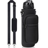 32 oz Motivational Water Bottle with Sleeve – Leakproof BPA-Free Bottle with Straw, Time Marker & Adjustable Strap Carrier (1L) thumbnail 1