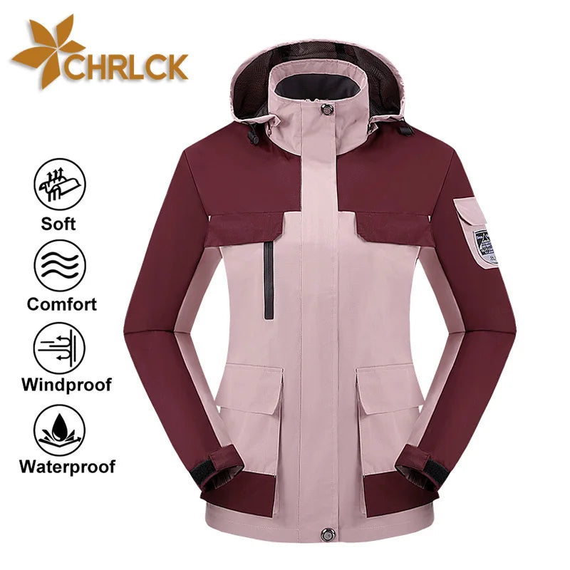 CHRLCK Women's Waterproof Hiking Jacket – Windproof, Quick-Dry Outdoor Shell with Custom Logo Option