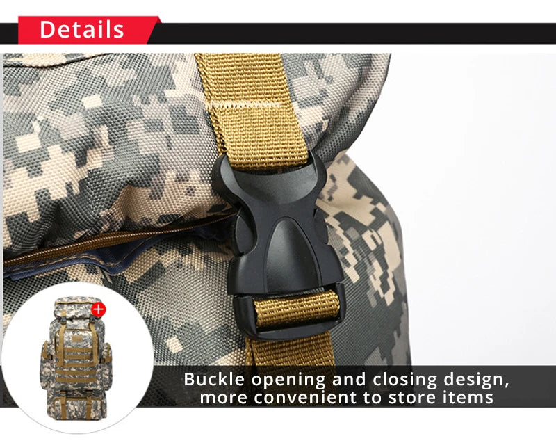 Rilibegan 70L Tactical Hiking Backpack – Camouflage, Waterproof