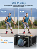 Melcam 4K Digital Camera with Flip Screen – 48MP Autofocus Vlogging Camera for Photography & Video, Anti-Shake, Flash, 16X Zoom thumbnail 2