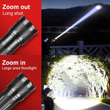 9000000LM Rechargeable Tactical LED Flashlight – 600W, Long-Range Beam, 12000mAh Power Bank, Waterproof & Zoomable thumbnail 12