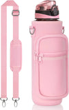32 oz Motivational Water Bottle with Sleeve – Leakproof BPA-Free Bottle with Straw, Time Marker & Adjustable Strap Carrier (1L) thumbnail 14