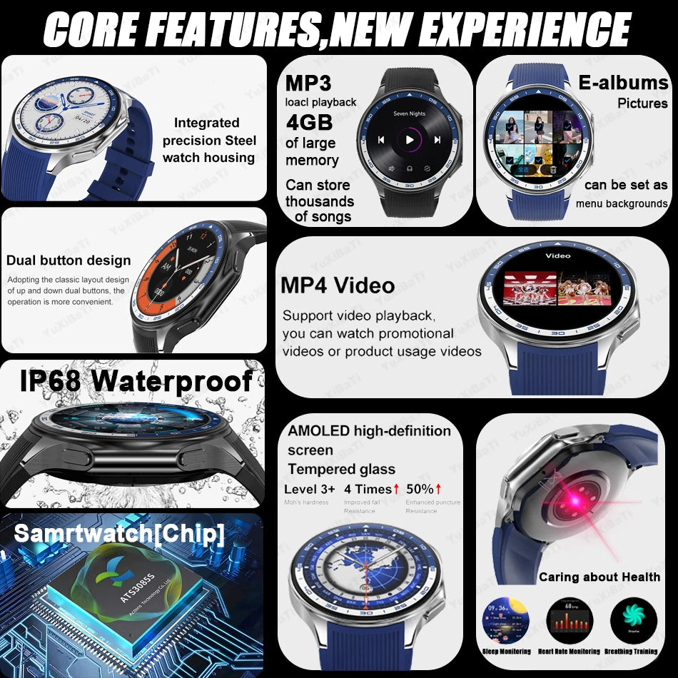 OPPO Watch X Smartwatch – 1.43" AMOLED Display, 4GB MP4/MP3 Player, Bluetooth 5.3, Multi-Sport & Health Tracking, IP68 Waterproof