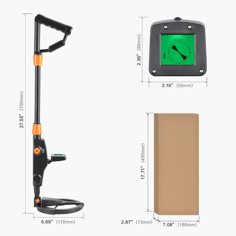 7.4" Waterproof Kids Metal Detector – Lightweight, Adjustable Gold Finder with LCD Screen (24"–35")