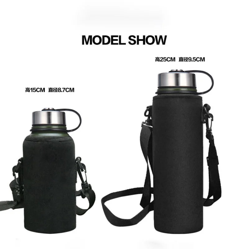 Neoprene Water Bottle Carrier with Strap – Insulated Sleeve for 610ml–1500ml Bottles (Black or Camouflage)