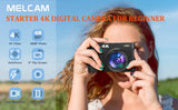 Melcam 4K Digital Camera with Flip Screen – 48MP Autofocus Vlogging Camera for Photography & Video, Anti-Shake, Flash, 16X Zoom thumbnail 7