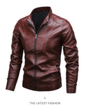 Men's PU Leather Stand Collar Motorcycle Jacket – Casual Windbreaker Biker Coat thumbnail 23