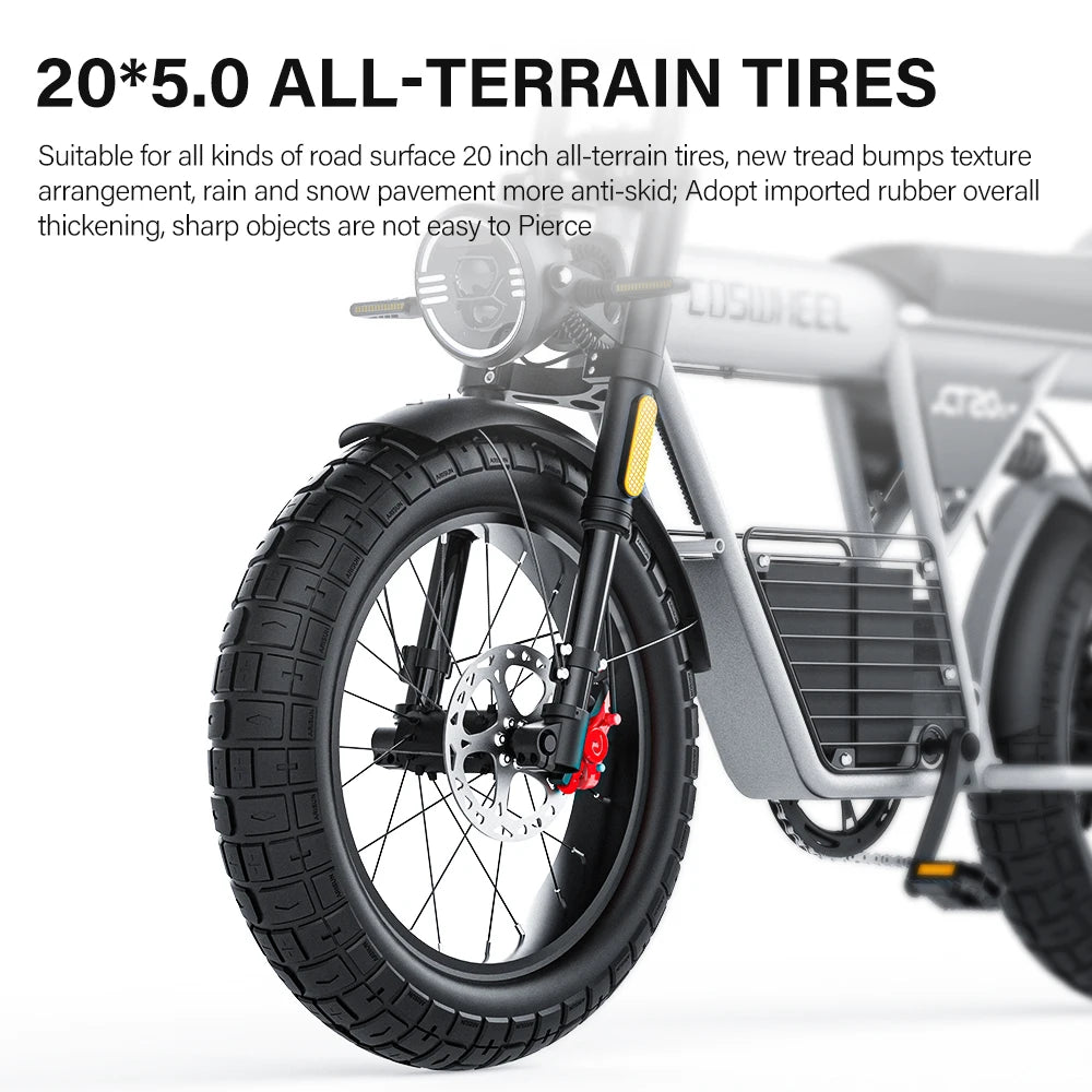 Coswheel CT20S 2000W Electric Dirt Bike – 60V 27.5Ah Fat Tire Ebike for Adults (20" Off-Road Tires, 161km Range)
