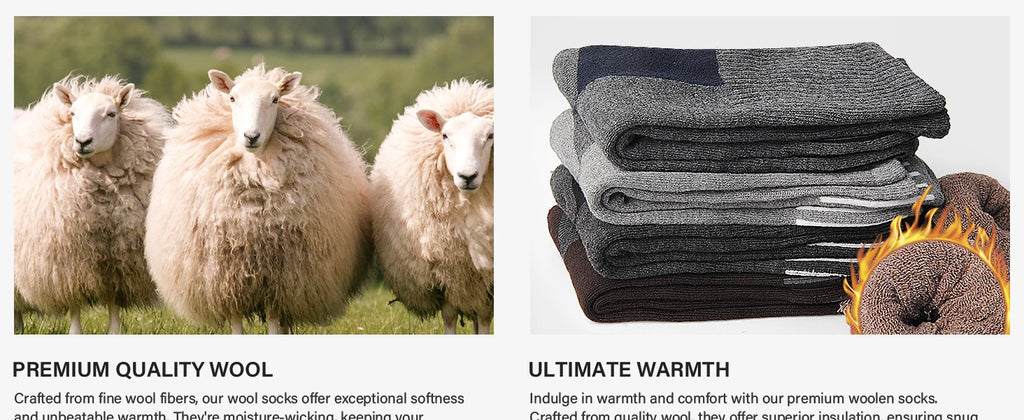 5 Pairs Men’s Merino Wool Hiking Socks – Warm, Moisture-Wicking Winter Crew Socks for Outdoor & Casual Wear (US Size 7–13)