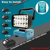18-LED Portable Work Light – Compatible with Makita, Milwaukee & DeWalt 18V/20V Batteries – 1500LM Spotlight Torch with USB Output thumbnail 17