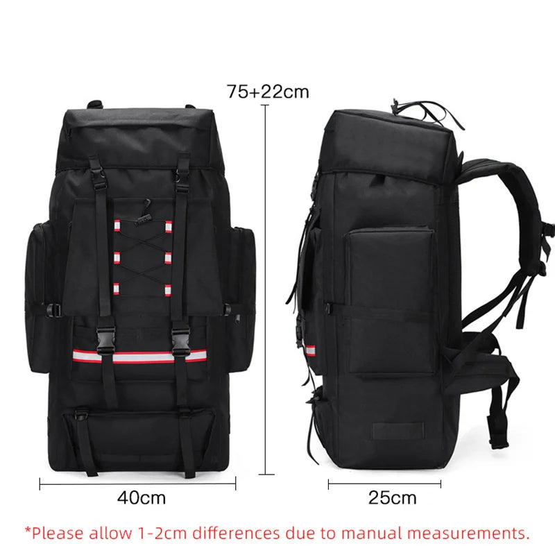 130L Waterproof Hiking Backpack – Heavy-Duty Outdoor Rucksack with Reflective Safety Strips & Molle System
