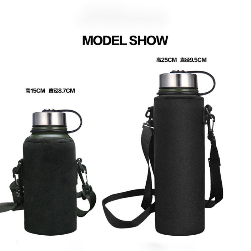 Neoprene Water Bottle Carrier with Strap – Insulated Sleeve for 610ml–1500ml Bottles (Black or Camouflage)
