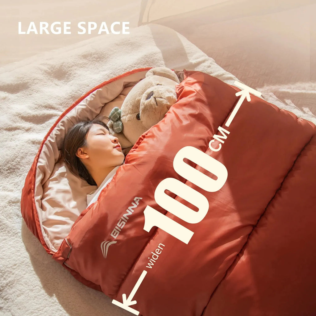 BISINNA 3-Season Large Camping Sleeping Bag – Lightweight, Expanded Design for Adults (Multiple Weights)